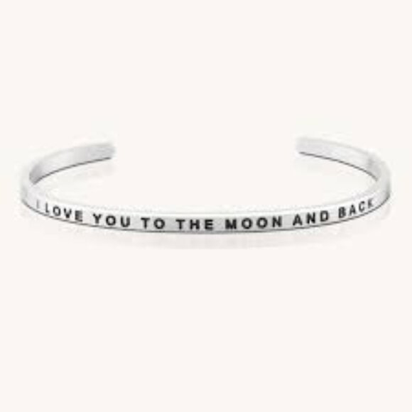 MantraBand Jewelry - Mantra I Love You To The Moon And Back Silver Engraved Bracelet